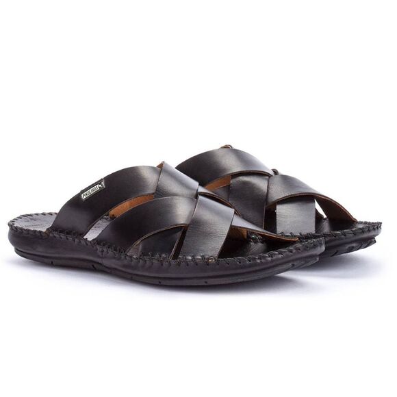 Pikolinos Tarifa Black Slide Sandals Mens Sz 42 Leather Flat Slip On main image 7